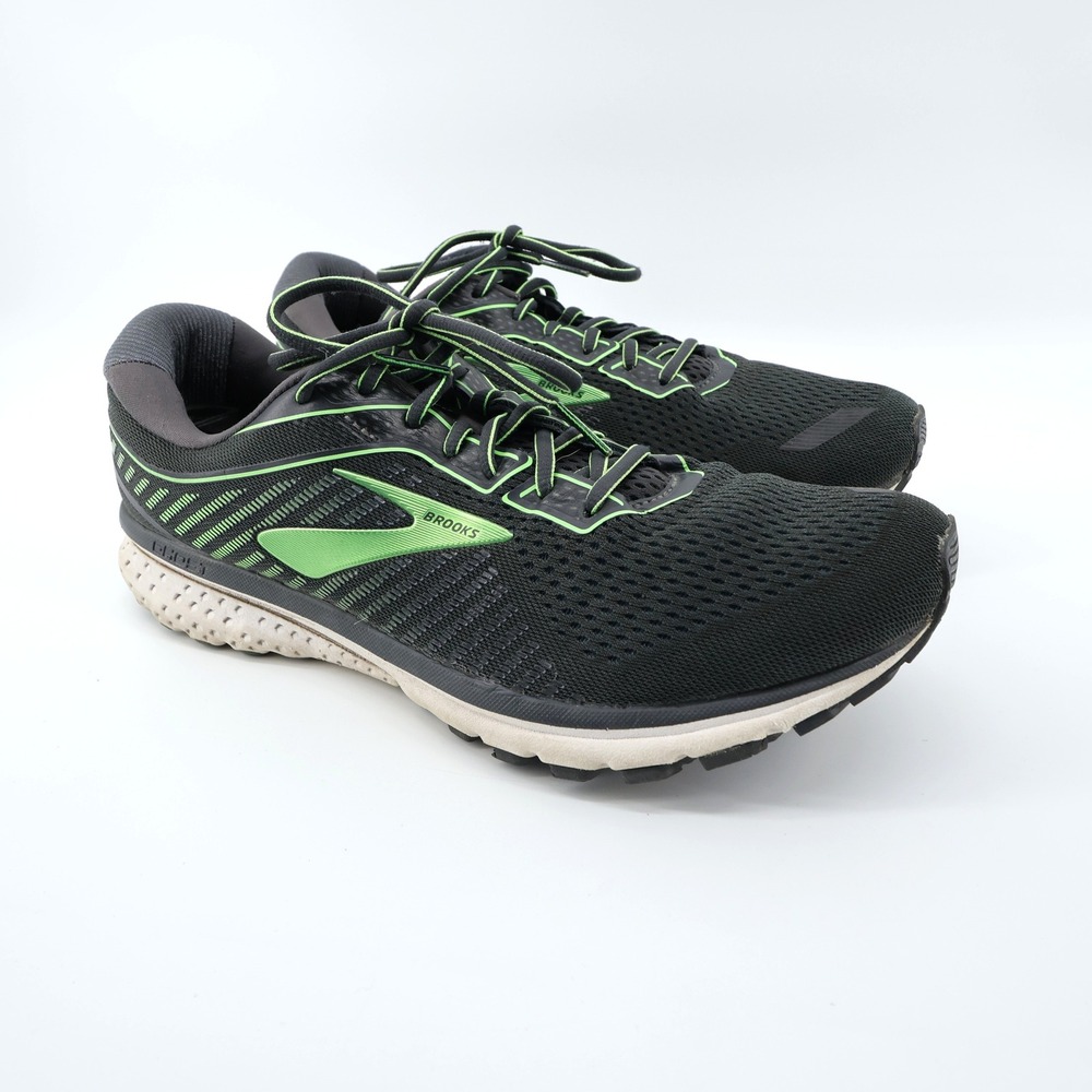Brooks Ghost 12 Men's Running Shoes Black Neon‎ Green Size 12.5